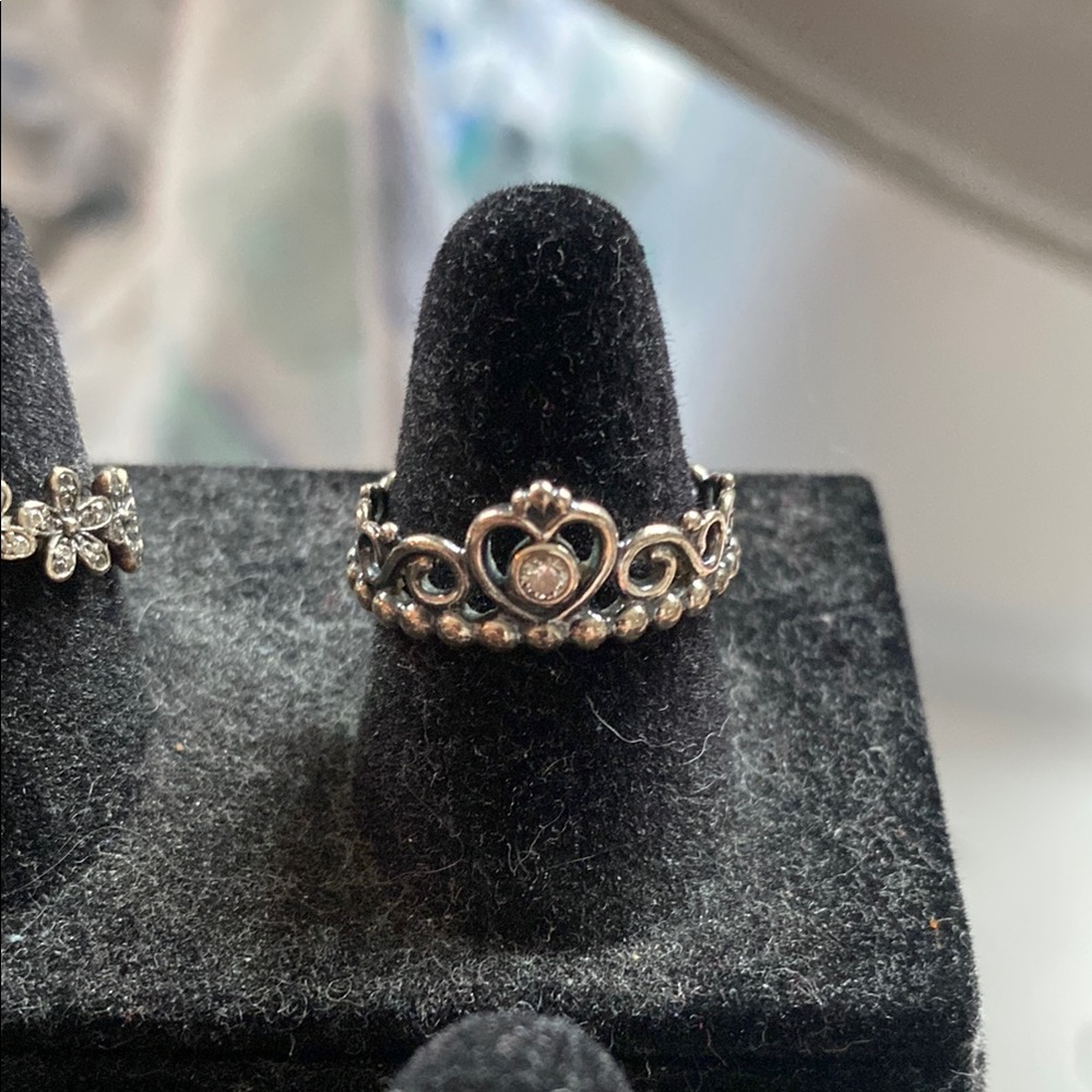 Pandora Sterling Silver Crown Ring with Intricate Detailing